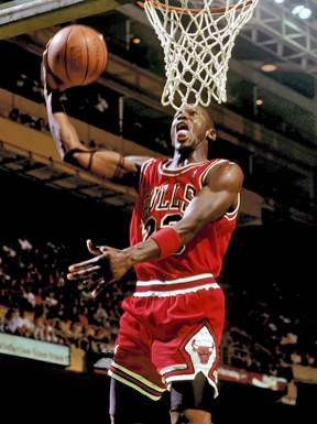Jordan goes to the basket for a score in 1987(@Steve Lipofsky)