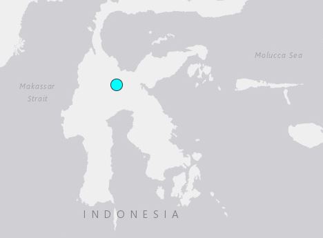 인도네시아 술라웨시섬 규모 5.8 지진 [미국 지질조사국 홈페이지 캡처]