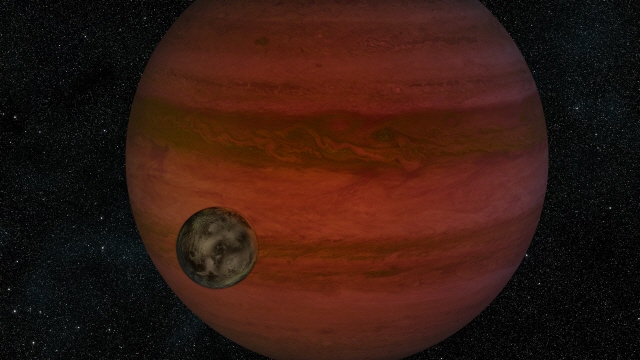 외계행성과 그 주위를 돌고있는 달 (NASA/JPL-Caltech 제공)