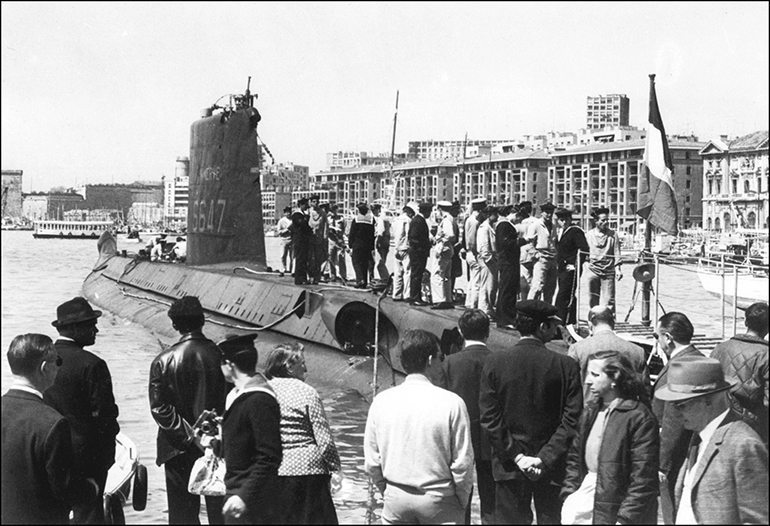1968년 실종된 프랑스 해군 잠수함 라 미네르브가 60년대 후반 마르세유에 정박했을 당시 모습. [연합뉴스제공] 