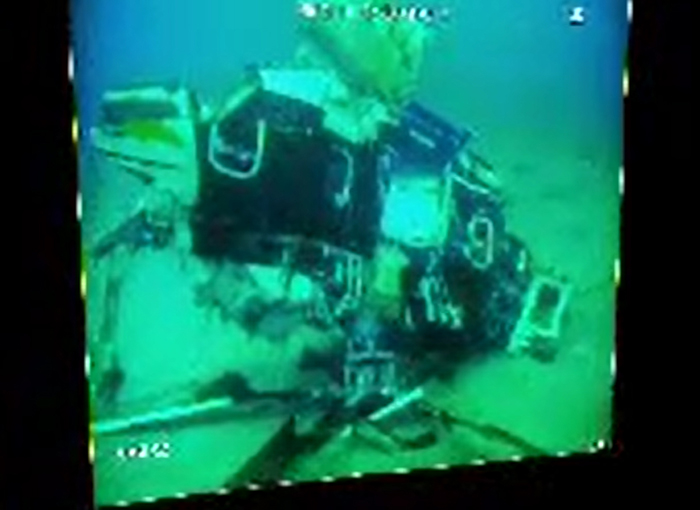 독도 인근 해저에 추락한 소방헬기 기체 모습(사진=연합뉴스제공)