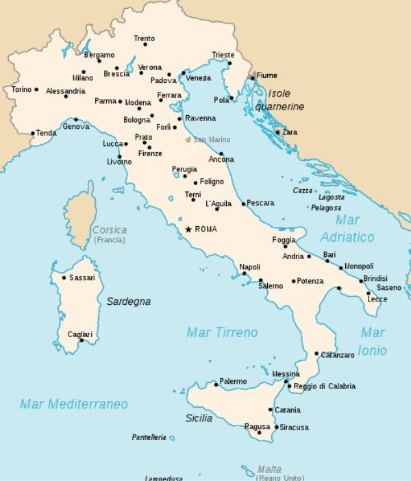 이탈리아 지도 (위키백과 제공)