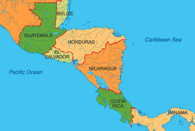 중앙아메리카 지도[사진/wikimedia]