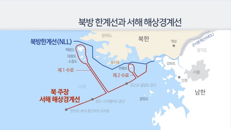 북방 한계선과 서해 해상경계선(CG) [연합뉴스 제공]