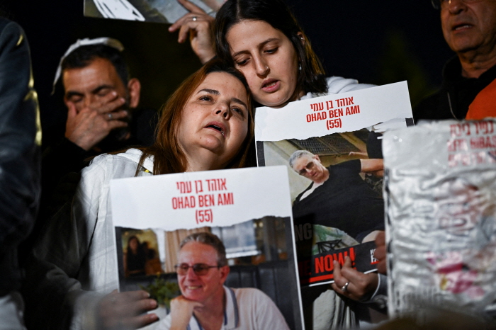 이스라엘 인질 석방을 요구하는 가족과 지지자들[로이터 연합뉴스 자료사진. 재판매 및 DB 금지]