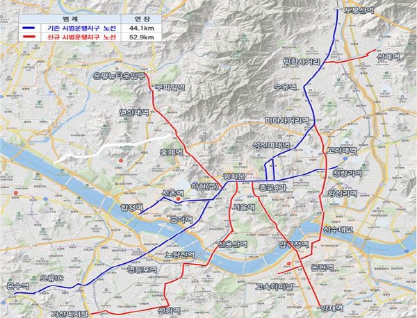 서울 자율주행 시범운행지구 확대 구간 [국토부 제공. 재판매 및 DB 금지]