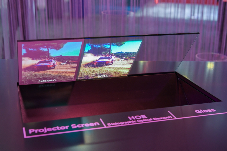 현대모비스 홀로그래픽 윈드쉴드(차량 앞 유리창) 투명 디스플레이 [현대모비스 제공. 재판매 및 DB 금지]