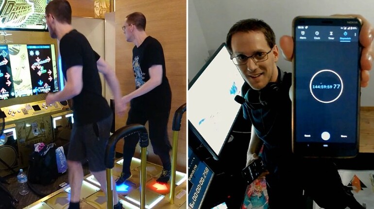 체페 사볼츠가 DDR로 비디오게임 마라톤 신기록을 세운 모습.[기네스 세계기록 위원회 홈페이지 캡처. 재판매 및 DB 금지]